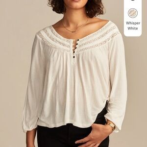 Lucky Brand Smoked Lace Yoke Henley